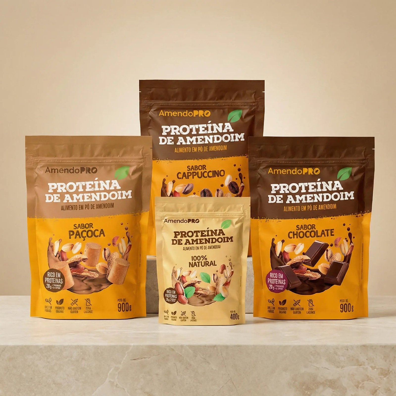 Proteína de maní | Combo maní, Chocolate y Capuchino 900g + 100% Natural 400g