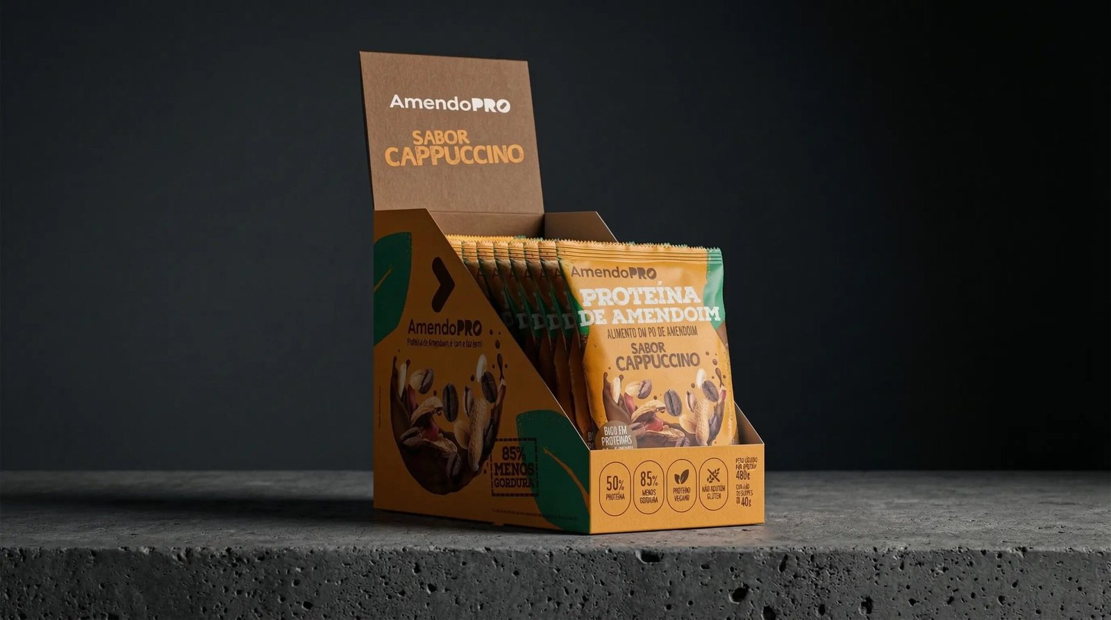 Proteína de Maní - Capuccino 480g (Display con 12 Sobres de 40g)