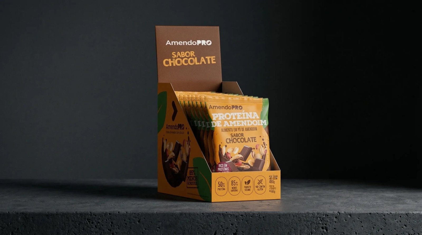 Proteína de Maní - Chocolate 480g (Display con 12 Sobres de 40g)