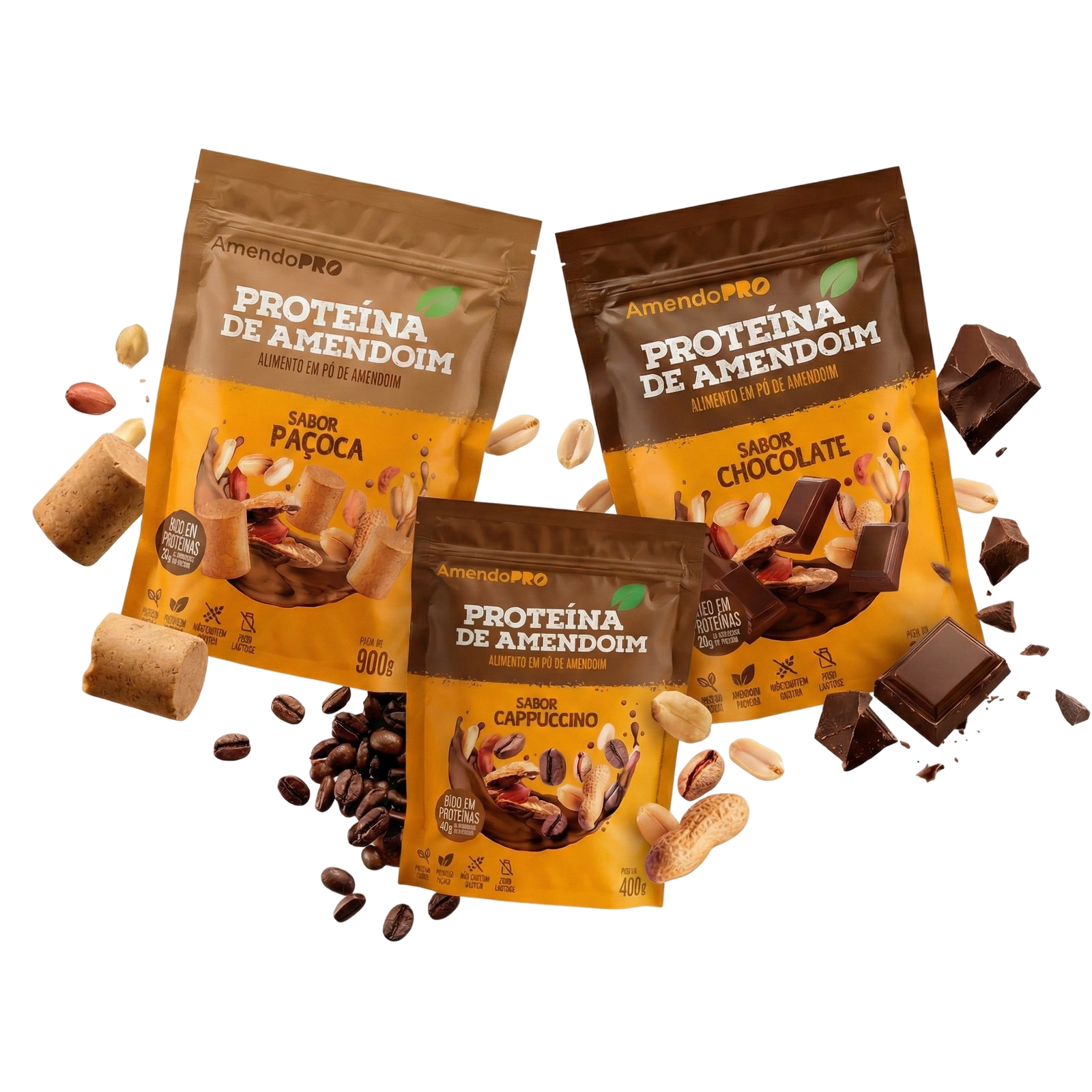 Proteína de maní | Combo Chocolate 900g + Capuchino y Maní 400g - Imagen 3
