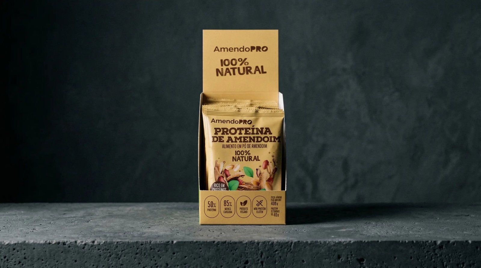 Proteína de Maní - 100% Natural 480g (Display con 12 Sobres de 40g)